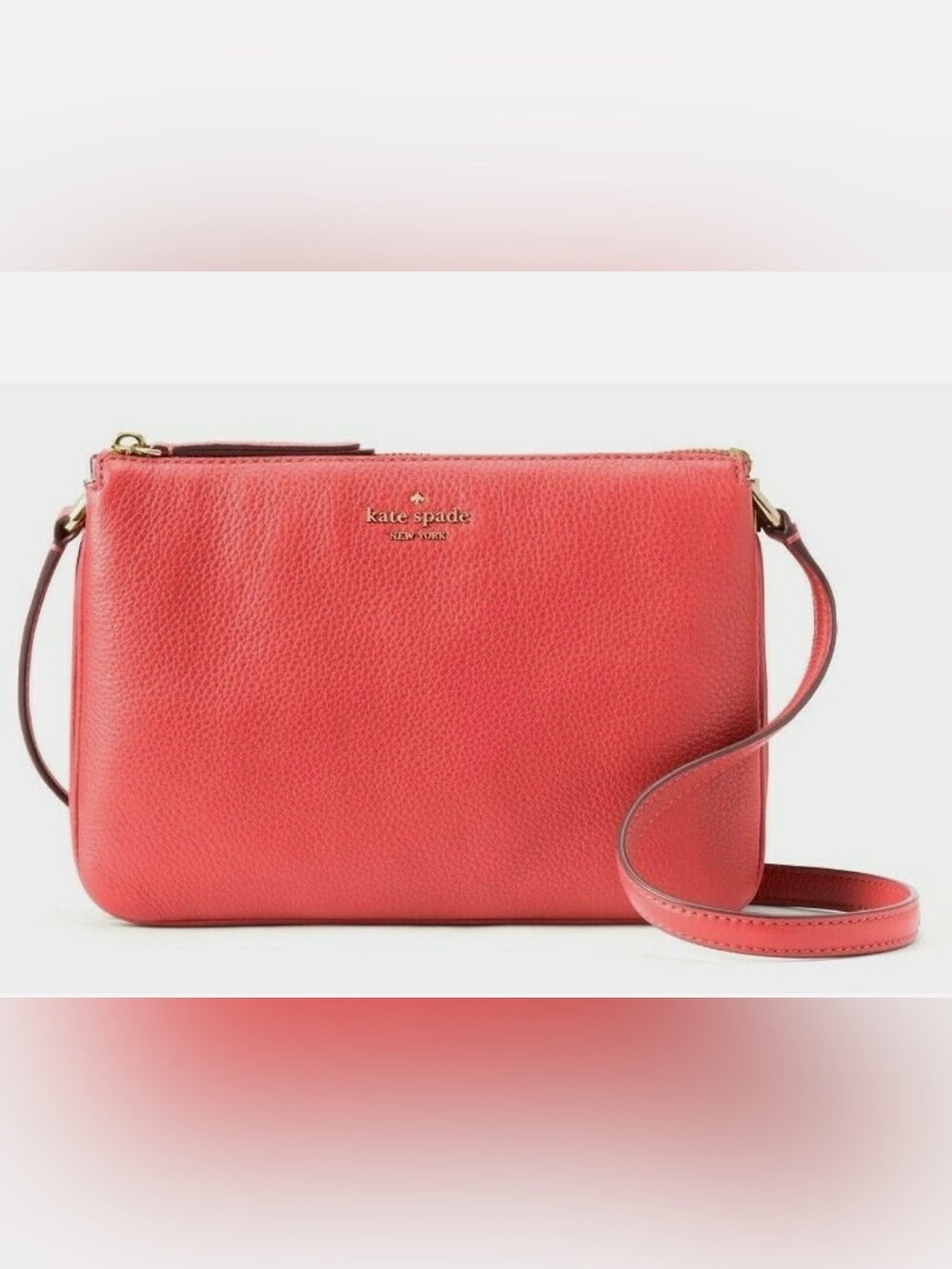NWOT kate spade coral pebbled leather crossbody